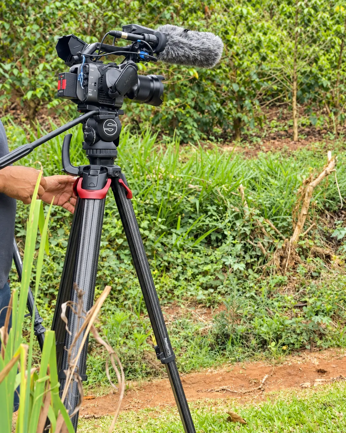 Camera and sound setup on location.