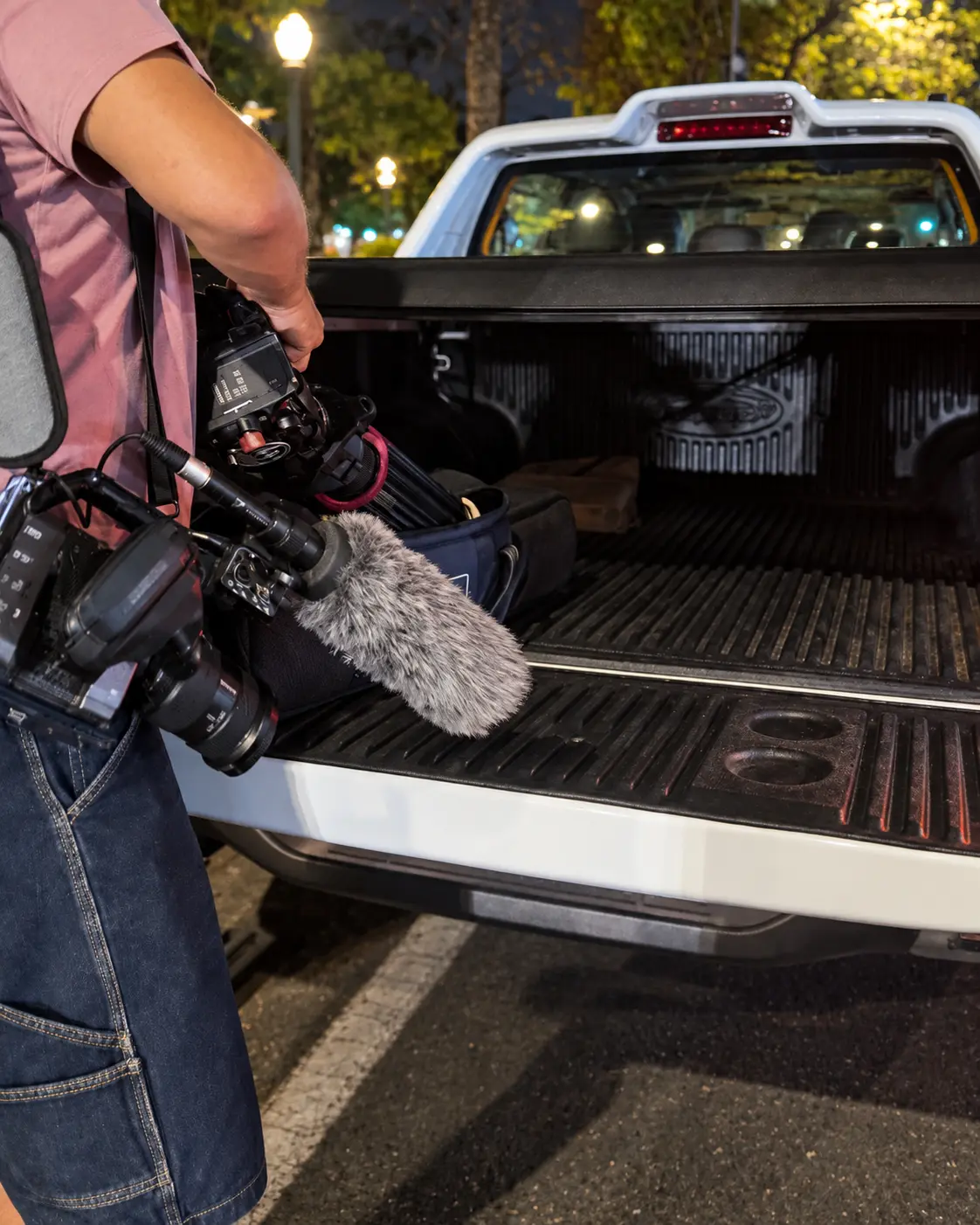 Packing equipment at the end of a shooting day.